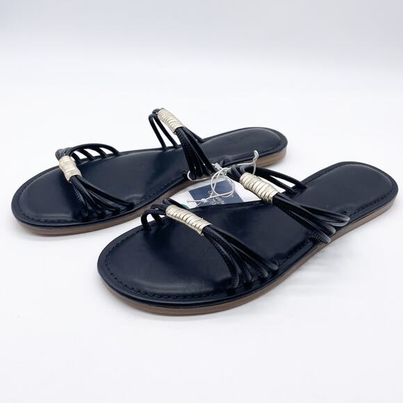 Universal Thread Women's Aura Two Band Slide Sandals Black Size 9 - Picture 2 of 6